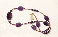 Amethyst necklace with large faceted ovals - 3002N