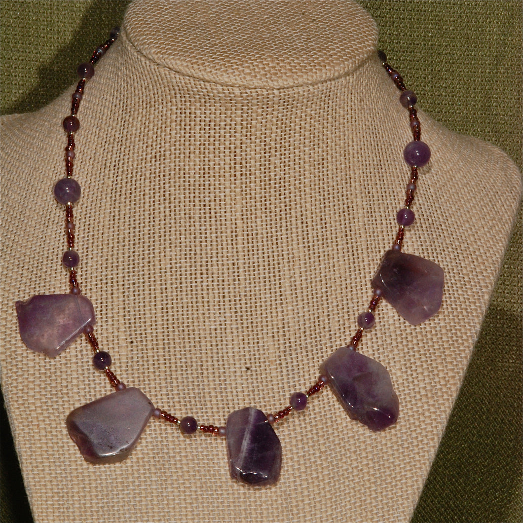 Amethyst slices with sterling silver clasp - 3003N