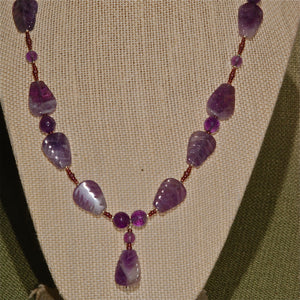 Amethyst, leaf-cut stones with pendant - 3005N