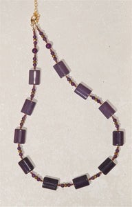 Amethyst "pillow-cut" stone necklace - 3006N