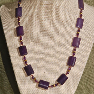 Amethyst "pillow-cut" stone necklace - 3006N