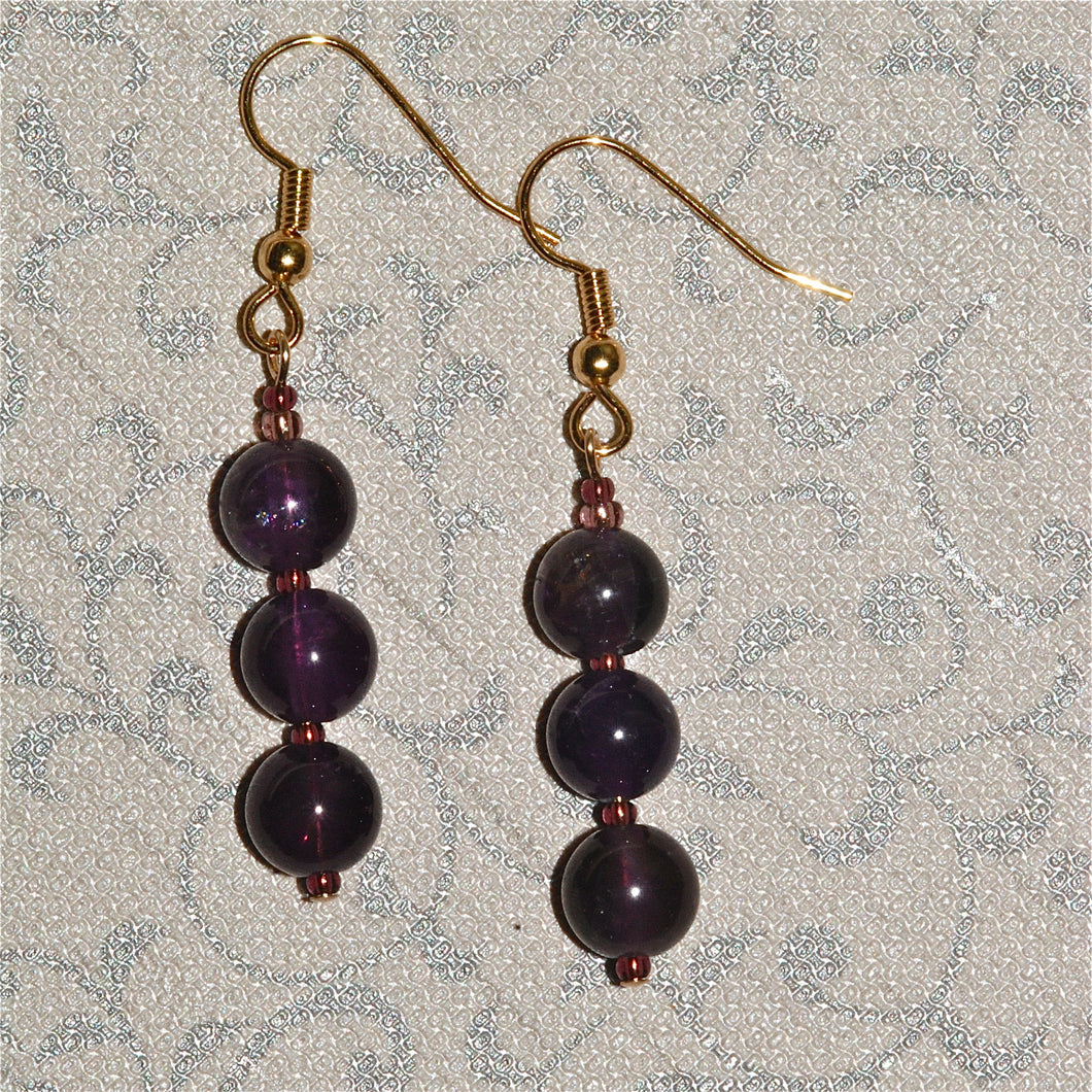 Amethyst '3-rounds' earrings