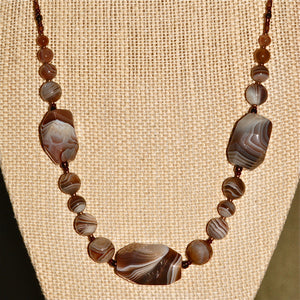 Botswana Agate necklace with three large faceted nuggets - 18"