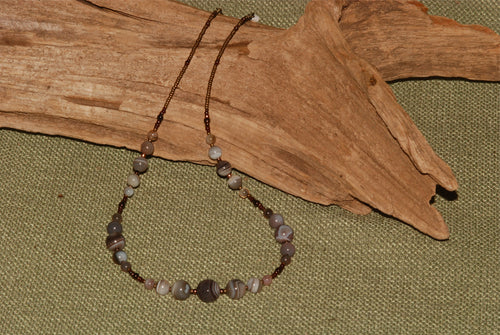 Botswana Agate Half-Moon Design Necklace 15