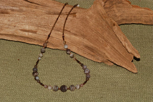 Botswana Agate Half-Moon Design Necklace 15"