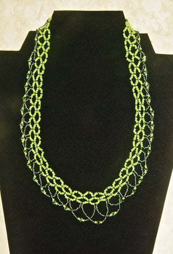 Green Beaded Lace Necklace - N5004