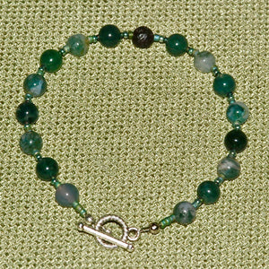 Moss Agate Bracelet with Lava Stone - 1003ABas