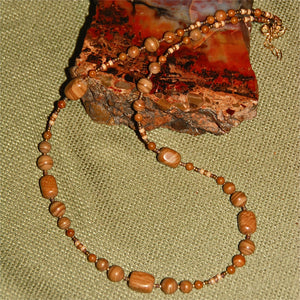 Golden Leaf Agate Necklace -