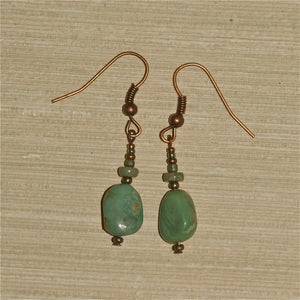 Green Turquoise 'nugget' earrings