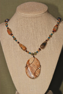 Energy Surround necklace with picture Jasper pendant - 3033ESN