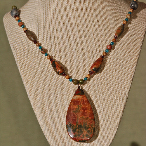 Energy Surround Necklace with Red Creek Jasper pendant - 3035ESN