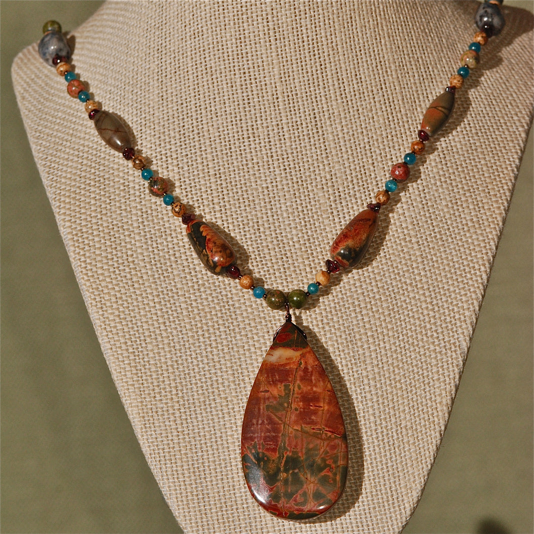Energy Surround Necklace with Red Creek Jasper pendant - 3035ESN