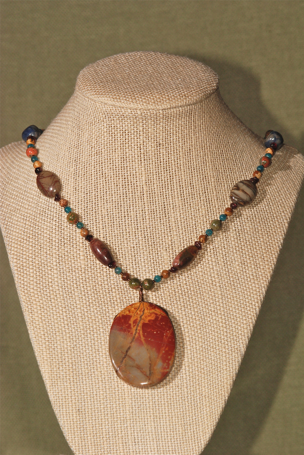 Energy Surround Necklace with Red Creek Jasper pendant - 3034ESN