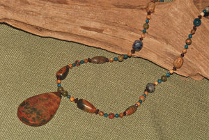 Energy Surround Necklace with Red Creek Jasper pendant - 3035ESN