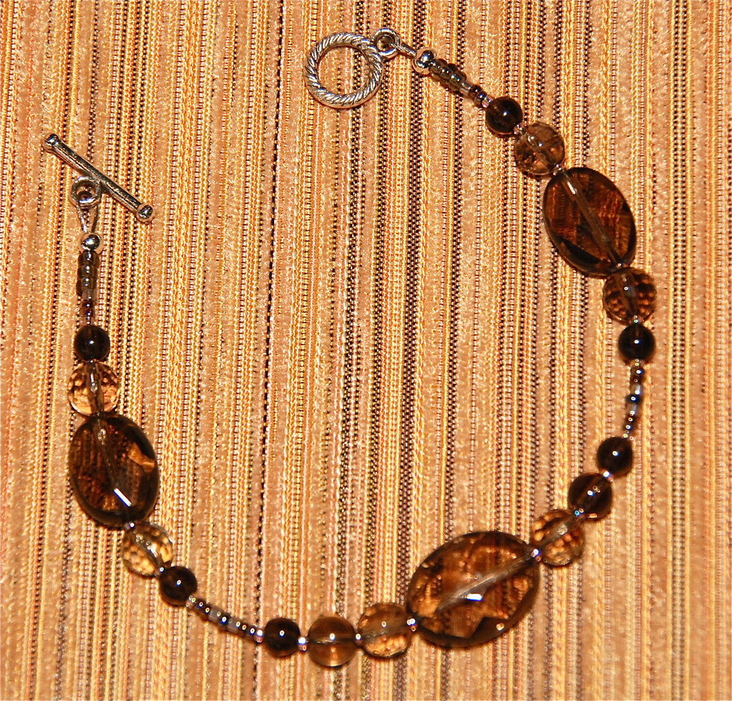 Smokey Quartz Bracelet with faceted beads - 2066B