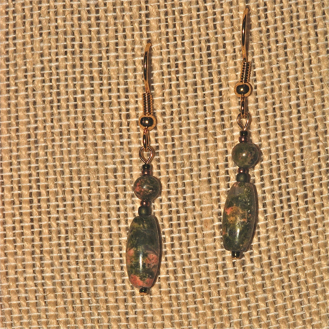 Unakite 'barrel drop' Earrings
